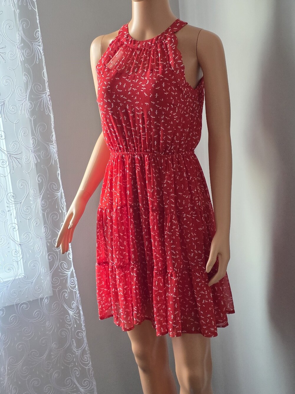 Monteau Red Patterned Womens Dress